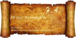 Hricz Alexandra névjegykártya